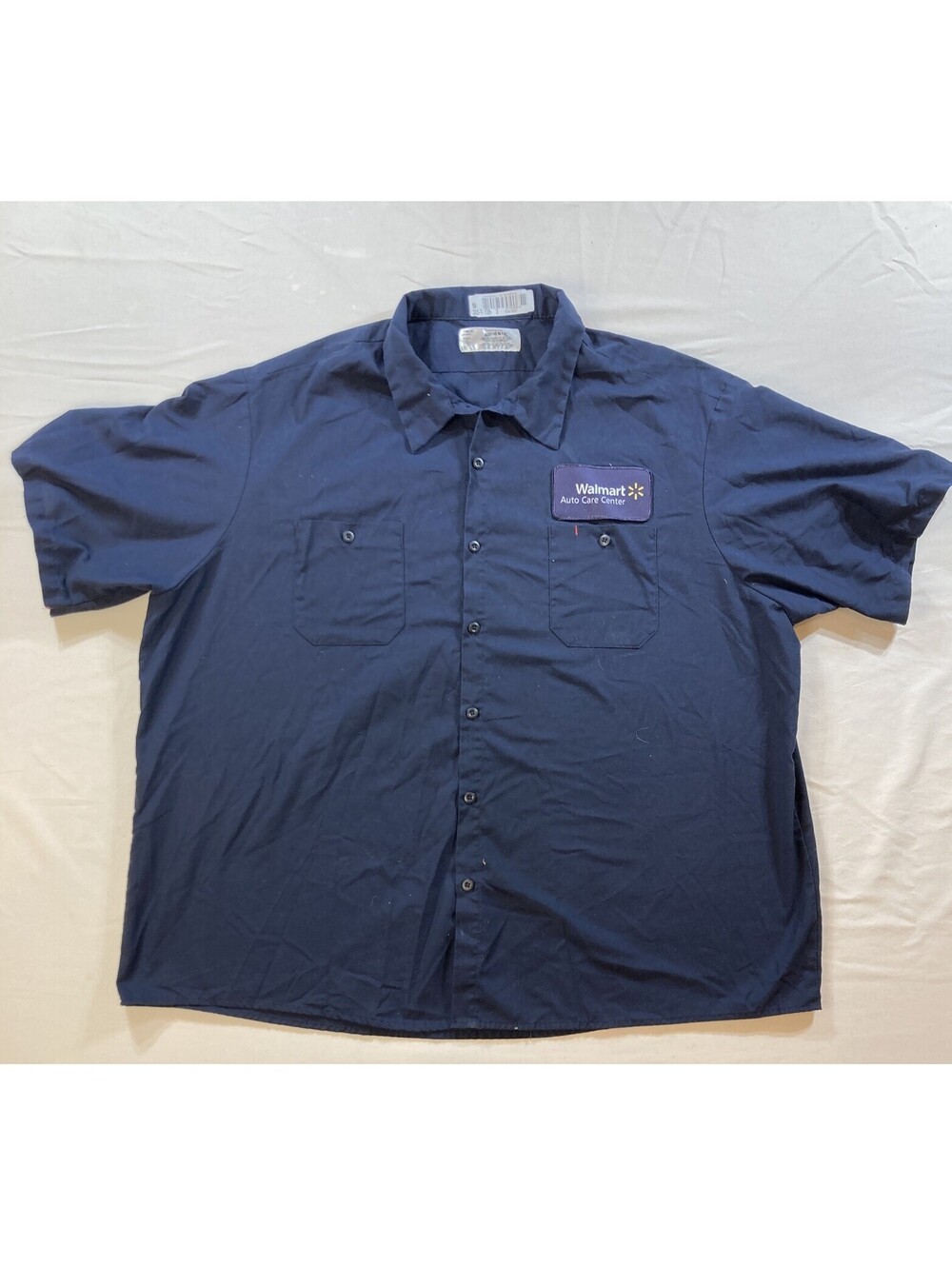 Aramark 3XLR Walmart Auto Care Center Navy Blue Short Sleeve Uniform Shirt EUC